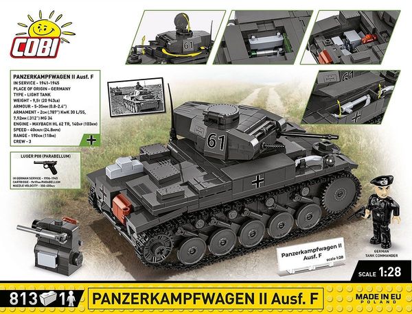 Produktbild: COBI Historical Collection 2597 - Panzerkampfwagen II Aus.f, World War II, 1:28 Bausatz 813 Klemmbausteine/1 Figur