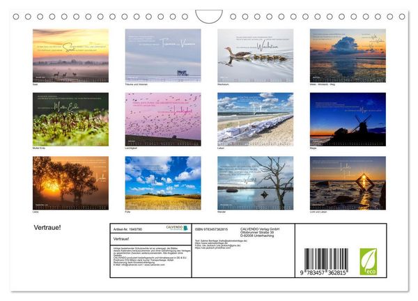 Produktbild: Vertraue! (Wandkalender 2026 DIN A4 quer), CALVENDO Monatskalender
