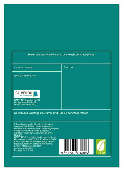 Produktbild: Seelen aus W&uuml;stengold. Anmut und Poesie der Araberpferde (Tischkalender 2026 DIN A5 hoch), CALVENDO Monatskalender