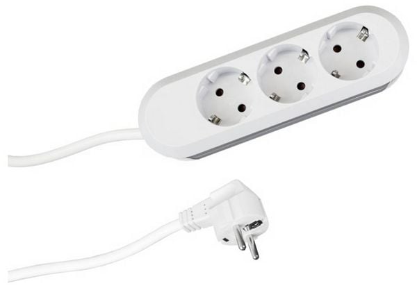 Produktbild: Steckdosenleiste 3-fach wei&szlig; Kunststoff 3 m Kabel