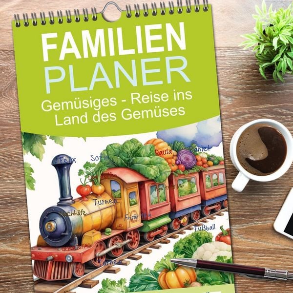 Produktbild: Familienplaner 2026 - Gem&uuml;siges - Reise ins Land des Gem&uuml;ses mit 5 Spalten (Wandkalender, 21 x 45 cm) CALVENDO