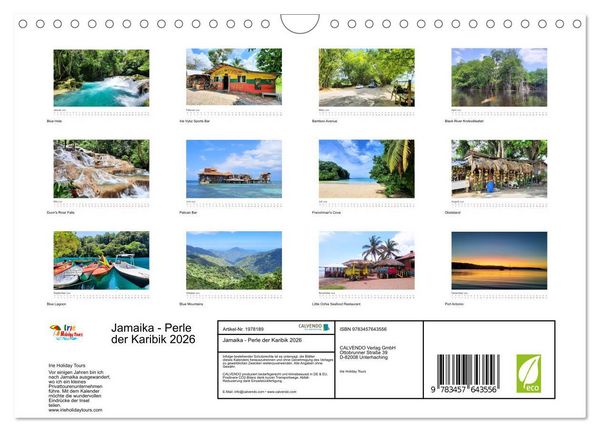 Produktbild: Jamaika - Perle der Karibik 2026 (Wandkalender 2026 DIN A4 quer), CALVENDO Monatskalender