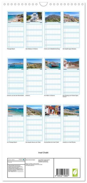 Produktbild: Familienplaner 2026 - Insel Chalki mit 5 Spalten (Wandkalender, 21 x 45 cm) CALVENDO