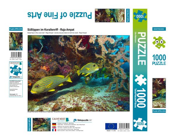 Produktbild: CALVENDO Puzzle S&uuml;&szlig;lippen im Korallenriff Raja Ampat | 1000 Teile Lege-Gr&ouml;&szlig;e 64x48cm Foto-Puzzle f&uuml;r gl&uuml;ckliche Stunden