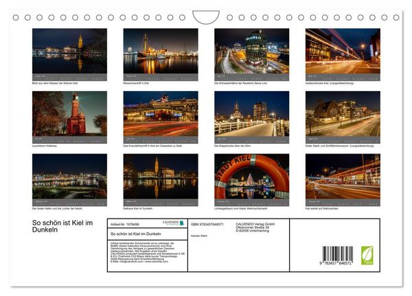 Produktbild: So sch&ouml;n ist Kiel im Dunkeln (Wandkalender 2026 DIN A4 quer), CALVENDO Monatskalender