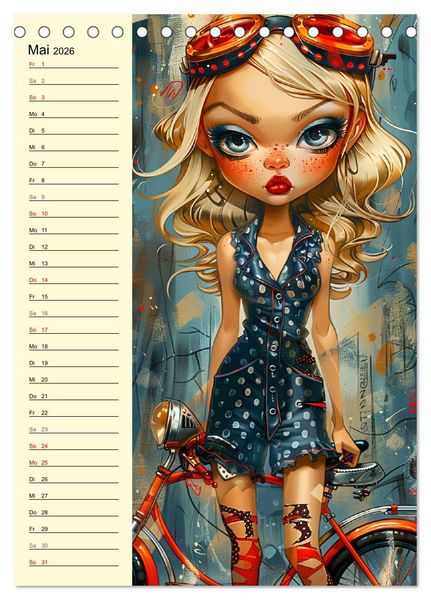 Produktbild: Rockabilly. Strange Comic-Kunst Girls im 50er-Jahre Stil (Tischkalender 2026 DIN A5 hoch), CALVENDO Monatskalender