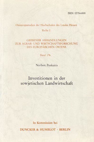 Produktbild: Investitionen in der sowjetischen Landwirtschaft.