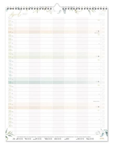Produktbild: Familienplaner XXL 26/27 Wand-Kalender 7-spaltig 17 Monate [Blattgold]