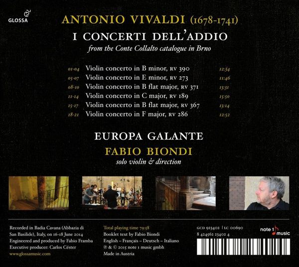 Produktbild: Europa Galante: Vivaldi/I Concerti Dell'Addio