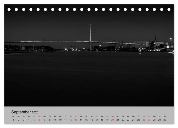 Produktbild: Hansestadt Stralsund bei Nacht (mit GPS-Koordinaten) (Tischkalender 2026 DIN A5 quer), CALVENDO Monatskalender