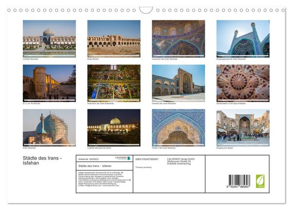 Produktbild: St&auml;dte des Irans - Isfahan (Wandkalender 2026 DIN A3 quer), CALVENDO Monatskalender