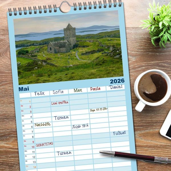 Produktbild: Familienplaner 2026 - Lewis und Harris, die ungez&auml;hmten &Auml;u&szlig;eren Hebriden. mit 5 Spalten (Wandkalender, 21 x 45 cm) CALVENDO