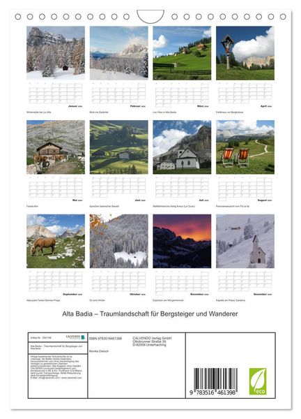 Produktbild: Alta Badia &ndash; Traumlandschaft f&uuml;r Bergsteiger und Wanderer (Wandkalender 2026 DIN A4 hoch), CALVENDO Monatskalender