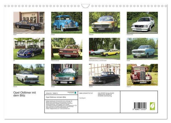Produktbild: Opel Oldtimer mit dem Blitz (Wandkalender 2026 DIN A3 quer), CALVENDO Monatskalender
