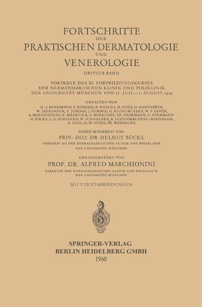 Produktbild: Vortr&auml;ge des III. Fortbildungskurses der Dermatologischen Klinik und Poliklinik der Universit&auml;t M&uuml;nchen vom 27. Juli &ndash; 1. August 1959