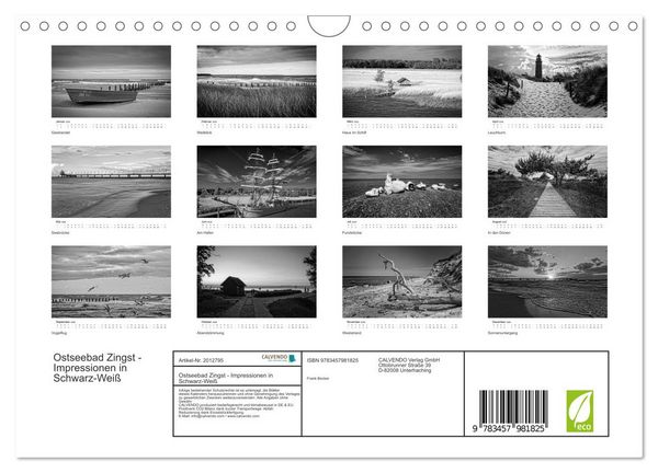 Produktbild: Ostseebad Zingst - Impressionen in Schwarz-Wei&szlig; (Wandkalender 2026 DIN A4 quer), CALVENDO Monatskalender
