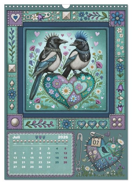 Produktbild: V&ouml;gel. Kleine Punks. Gro&szlig;es Herz. (Wandkalender 2026 DIN A3 hoch), CALVENDO Monatskalender