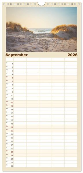 Produktbild: Familienplaner 2026 - Jutland - D&auml;nemarks Nordseek&uuml;ste mit 5 Spalten (Wandkalender, 21 x 45 cm) CALVENDO