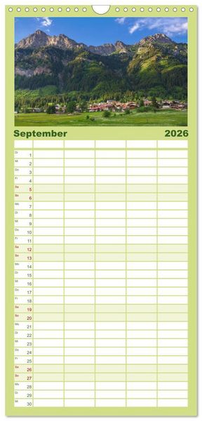 Produktbild: Familienplaner 2026 - Bergwelten mit 5 Spalten (Wandkalender, 21 x 45 cm) CALVENDO