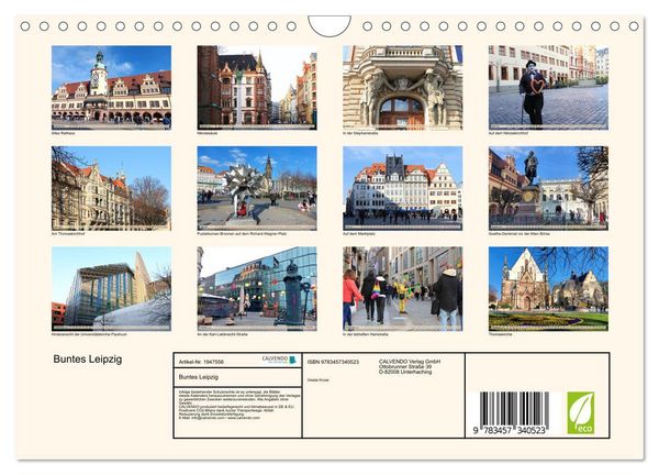 Produktbild: Buntes Leipzig (Wandkalender 2026 DIN A4 quer), CALVENDO Monatskalender