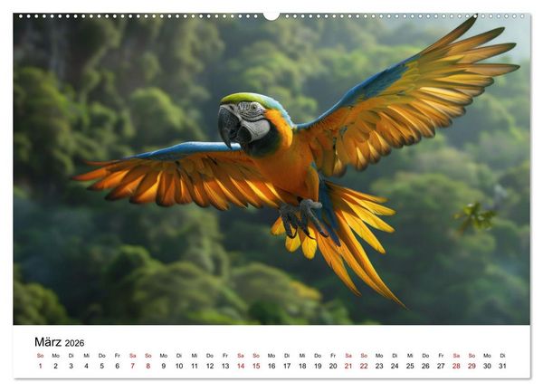 Produktbild: Papageien - Farbenfrohe Paradiesv&ouml;gel (hochwertiger Premium Wandkalender 2026 DIN A2 quer), Kunstdruck in Hochglanz