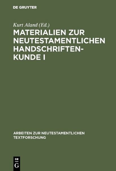 Produktbild: Materialien zur neutestamentlichen Handschriftenkunde I