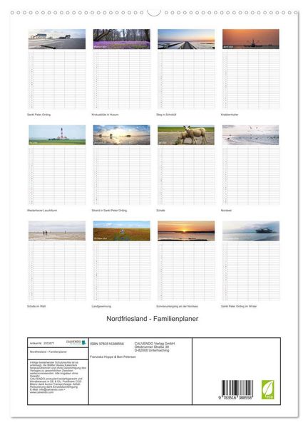 Produktbild: Nordfriesland - Familienplaner (hochwertiger Premium Wandkalender 2026 DIN A2 hoch), Kunstdruck in Hochglanz