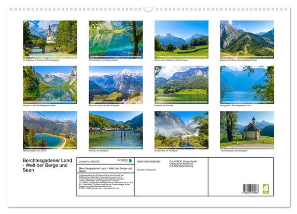 Produktbild: Berchtesgadener Land - Welt der Berge und Seen (Wandkalender 2027 DIN A2 quer), CALVENDO Monatskalender