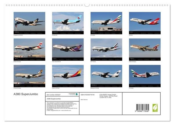 Produktbild: A380 SuperJumbo (High Quality Premium Wall Calendar 2027 DIN A2 landscape),CALVENDO 12 Month Wall Calendar