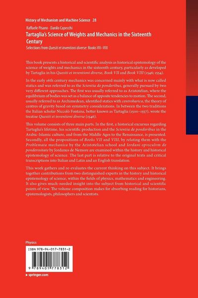 Produktbild: Tartaglia&rsquo;s Science of Weights and Mechanics in the Sixteenth Century