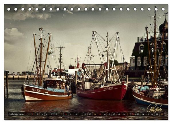 Produktbild: Ostfriesland - die alten H&auml;fen, Vintage-Style (Tischkalender 2026 DIN A5 quer), CALVENDO Monatskalender