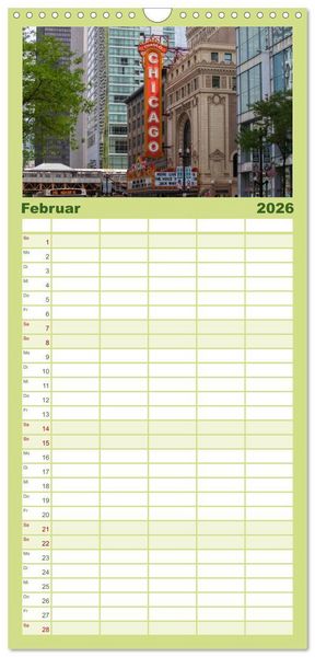 Produktbild: Familienplaner 2026 - CHICAGO Stadtzentrum mit 5 Spalten (Wandkalender, 21 x 45 cm) CALVENDO