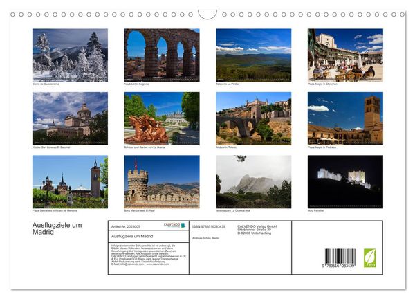 Produktbild: Ausflugziele um Madrid (Wandkalender 2026 DIN A3 quer), CALVENDO Monatskalender