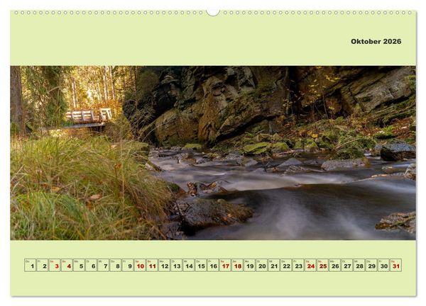 Produktbild: Die schwarze Pockau im Herbstgewand (hochwertiger Premium Wandkalender 2026 DIN A2 quer), Kunstdruck in Hochglanz