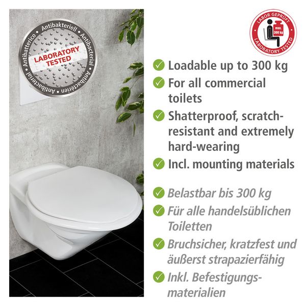 Produktbild: WC-Sitz Mod. Torino XXL, aus antibakteriellem Duroplast, belastbar bis 300 kg