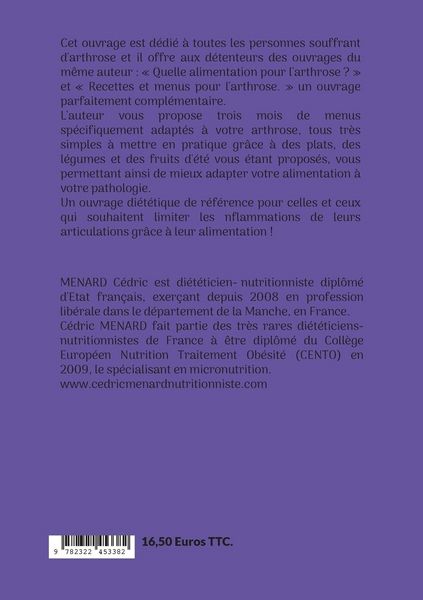 Produktbild: Menus d'&eacute;t&eacute; pour l'arthrose.