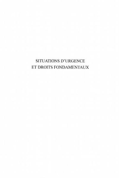 Produktbild: Situations d'urgence et droitsfondament
