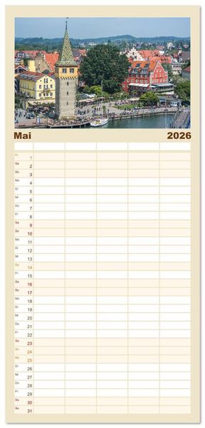 Produktbild: Familienplaner 2026 - Insel Lindau - Bayerische Perle im Bodensee mit 5 Spalten (Wandkalender, 21 x 45 cm) CALVENDO