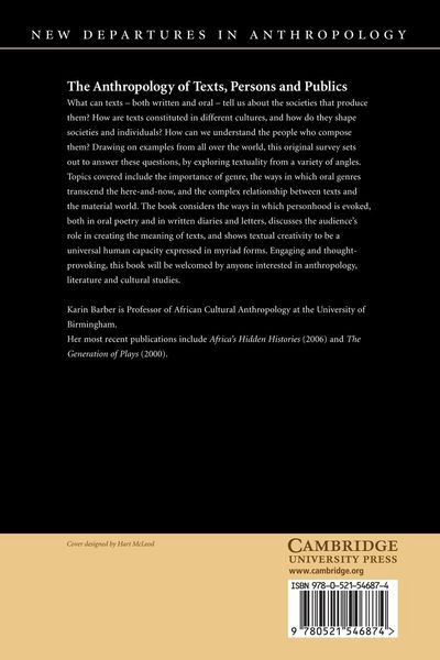 Produktbild: The Anthropology of Texts, Persons and Publics