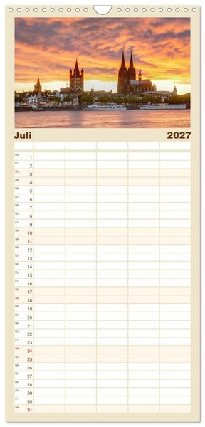 Produktbild: Familienplaner 2027 - Wundersch&ouml;nes K&ouml;ln mit 5 Spalten (Wandkalender, 21 x 45 cm) CALVENDO