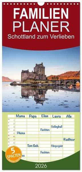 Produktbild: Familienplaner 2026 - Schottland zum Verlieben mit 5 Spalten (Wandkalender, 21 x 45 cm) CALVENDO