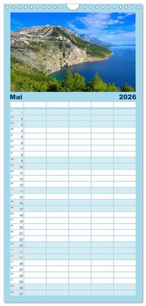 Produktbild: Familienplaner 2026 - Makarska Riviera - Malerische Urlaubsorte in Dalmatien mit 5 Spalten (Wandkalender, 21 x 45 cm) CALVENDO