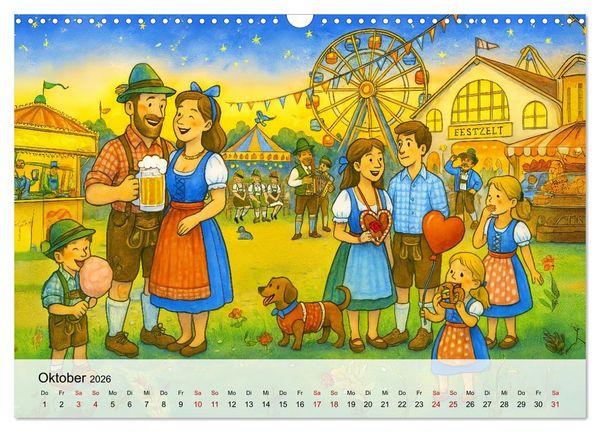 Produktbild: Bayrische Wimmelbilder - Wo Heimat lebendig wird (Wandkalender 2026 DIN A3 quer), CALVENDO Monatskalender