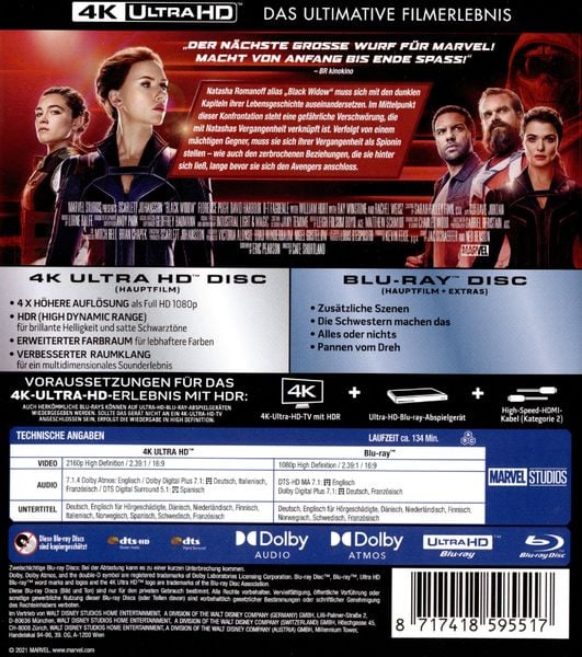 Produktbild: Black Widow (4K Ultra HD) (+ Blu-ray 2D)