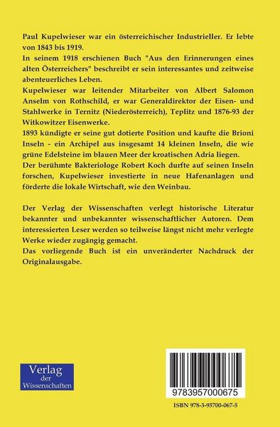 Produktbild: Aus den Erinnerungen eines alten &Ouml;sterreichers
