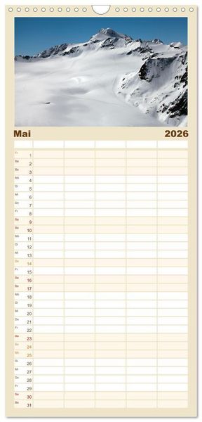 Produktbild: Familienplaner 2026 - Die H&ouml;chsten der Alpen mit 5 Spalten (Wandkalender, 21 x 45 cm) CALVENDO