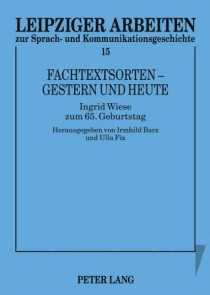 Produktbild: Fachtextsorten &ndash; gestern und heute