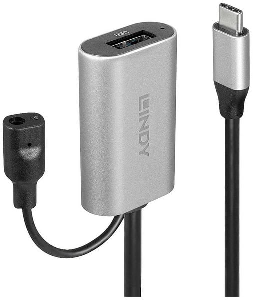 Produktbild: LINDY USB-Kabel USB 3.2 Gen1 USB-C&reg; Stecker, USB-A Buchse 5.00m Schwarz, Grau 43270