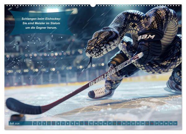 Produktbild: Der tierisch lustige Eishockey Kalender (Wandkalender 2026 DIN A2 quer), CALVENDO Monatskalender