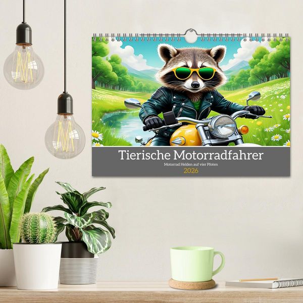 Produktbild: Tierische Motorradfahrer (Wandkalender 2026 DIN A4 quer), CALVENDO Monatskalender